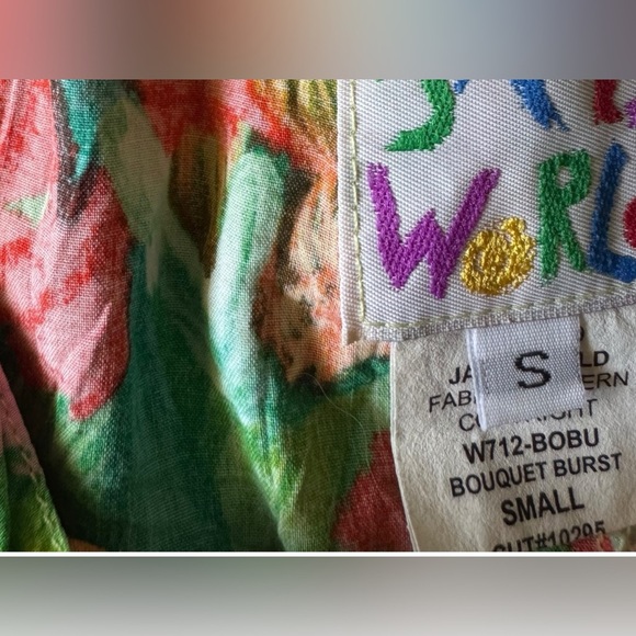 JAMS WORLD - Vintage Pants Womens Wide Leg Crop Floral Tropical bouquet burst - Picture 4 of 8